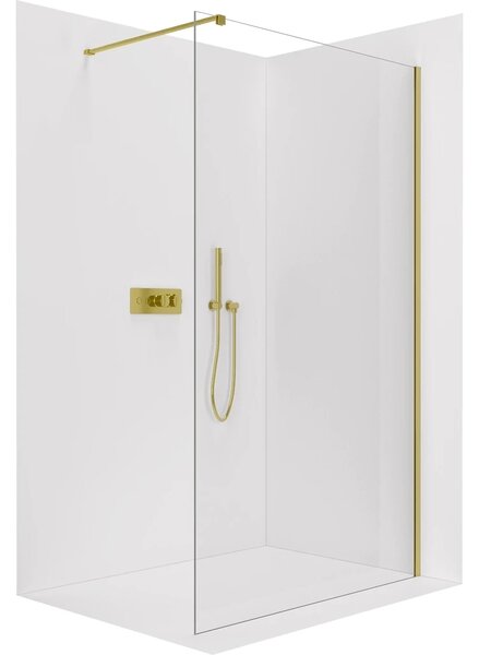CERANO - Sprchová zástena Walk-in Onyx Cube Ľ/P - 8 mm - hranatá vzpera - zlatá, transparentné sklo - 100x200 cm