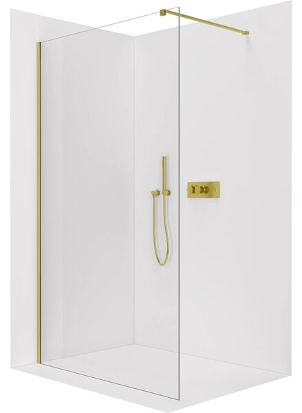 CERANO - Sprchová zástena Walk-in Onyx Cube Ľ/P - 8 mm - hranatá vzpera - zlatá, transparentné sklo - 100x200 cm