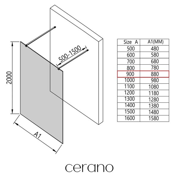 CERANO - Sprchová zástena Walk-in Onyx Duo Ľ/P - 8 mm - hranatá vzpera - chróm, industriálne sklo - 90x200 cm