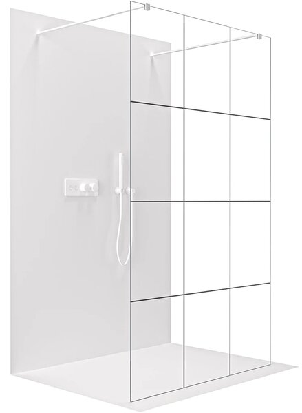 CERANO - Sprchová zástena Walk-in Onyx Duo Ľ/P - 8 mm - hranatá vzpera - biela matná, industriálne sklo - 90x200 cm