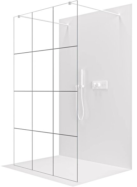 CERANO - Sprchová zástena Walk-in Onyx Duo Ľ/P - 8 mm - hranatá vzpera - biela matná, industriálne sklo - 90x200 cm