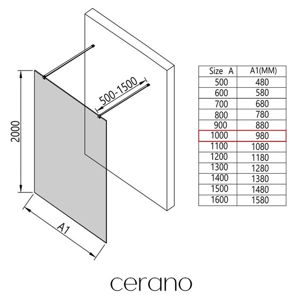 CERANO - Sprchová zástena Walk-in Onyx Duo Ľ/P - 8 mm - hranatá vzpera - zlatá, industriálne sklo - 100x200 cm