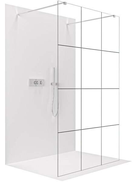 CERANO - Sprchová zástena Walk-in Onyx Duo Ľ/P - 8 mm - hranatá vzpera - chróm, industriálne sklo - 90x200 cm