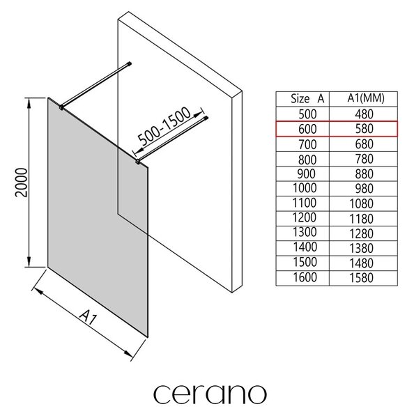 CERANO - Sprchová zástena Walk-in Onyx Duo Ľ/P - 8 mm - hranatá vzpera - zlatá, transparentné sklo - 60x200 cm
