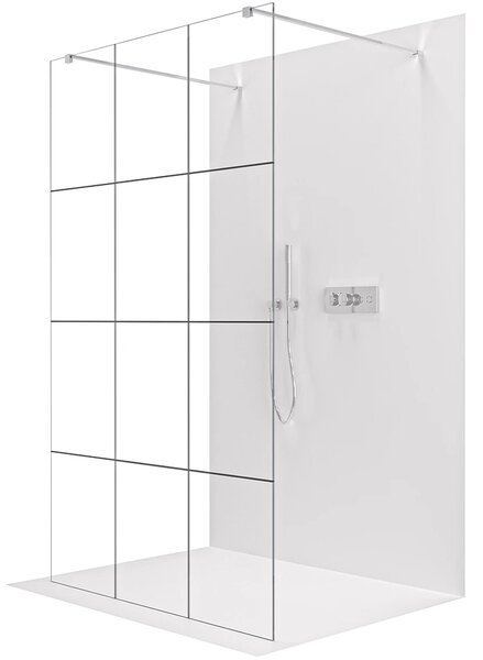 CERANO - Sprchová zástena Walk-in Onyx Duo Ľ/P - 8 mm - hranatá vzpera - chróm, industriálne sklo - 90x200 cm