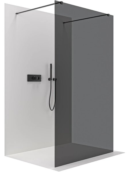 CERANO - Sprchová zástena Walk-in Onyx Duo Ľ/P - 8 mm - hranatá vzpera - čierna matná, grafitové sklo - 80x200 cm