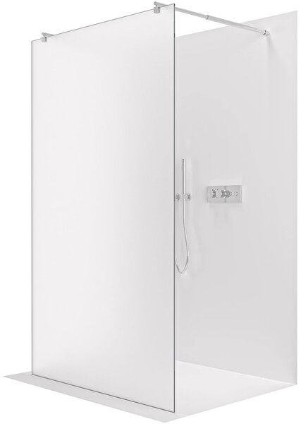 CERANO - Sprchová zástena Walk-in Onyx Duo Ľ/P - 8 mm - guľatá vzpera - chróm, mliečne sklo - 50x200 cm