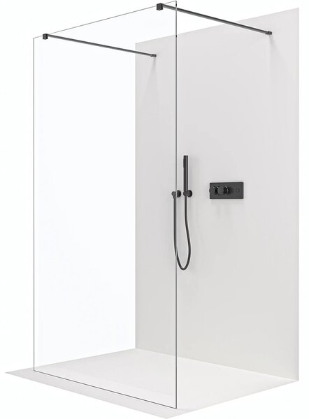 CERANO - Sprchová zástena Walk-in Onyx Duo Ľ/P - 8 mm - hranatá vzpera - čierna matná, transparentné sklo - 80x200 cm