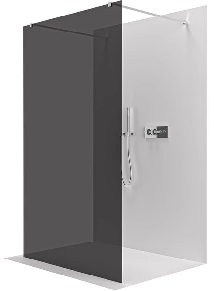 CERANO - Sprchová zástena Walk-in Onyx Duo Ľ/P - 8 mm - hranatá vzpera - chróm, grafitové sklo - 90x200 cm