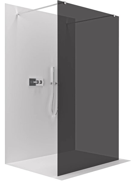 CERANO - Sprchová zástena Walk-in Onyx Duo Ľ/P - 8 mm - hranatá vzpera - chróm, grafitové sklo - 90x200 cm