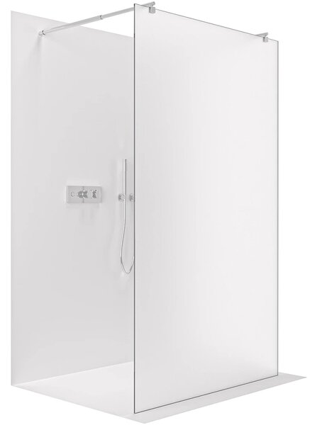 CERANO - Sprchová zástena Walk-in Onyx Duo Ľ/P - 8 mm - guľatá vzpera - chróm, mliečne sklo - 50x200 cm