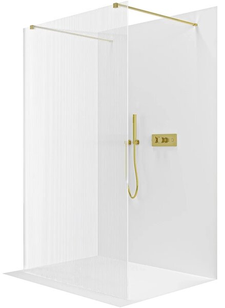 CERANO - Sprchová zástena Walk-in Onyx Duo Ľ/P - 8 mm - hranatá vzpera - zlatá, ryhované sklo - 50x200 cm
