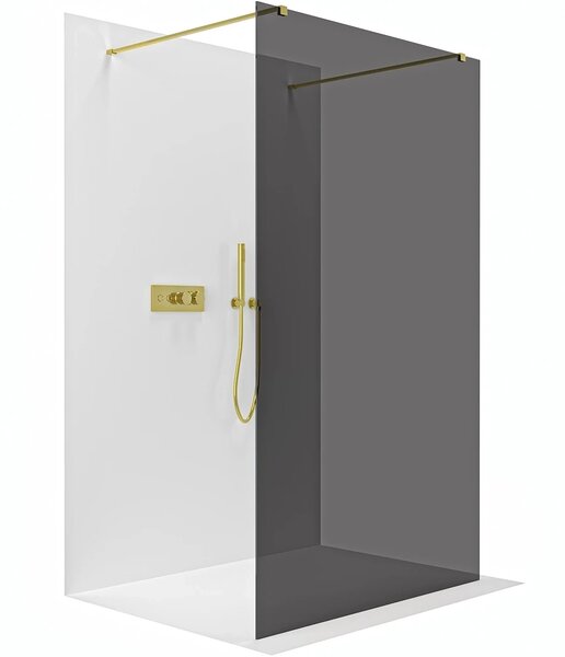 CERANO - Sprchová zástena Walk-in Onyx Duo Ľ/P - 8 mm - hranatá vzpera - zlatá, grafitové sklo - 100x200 cm