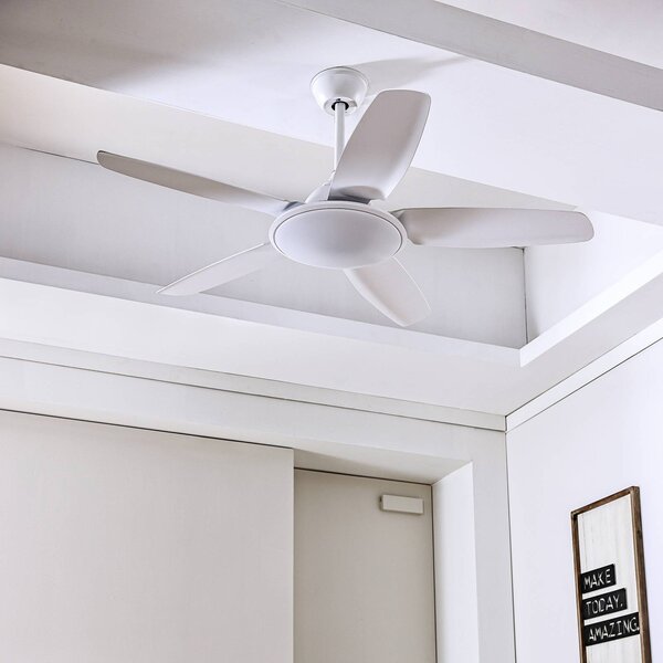 Lucande Stropný ventilátor LED Divian, biely, DC, tichý,, Biela / opálová, Obývacia izba / jedáleň, kov, Moderný