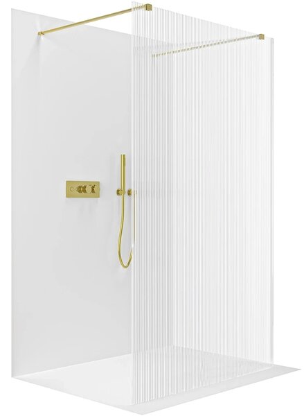 CERANO - Sprchová zástena Walk-in Onyx Duo Ľ/P - 8 mm - hranatá vzpera - zlatá, ryhované sklo - 50x200 cm