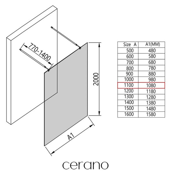 CERANO - Sprchová zástena Walk-in Onyx Duo Ľ/P - 8 mm - guľatá vzpera - čierna matná, industriálne sklo - 110x200 cm