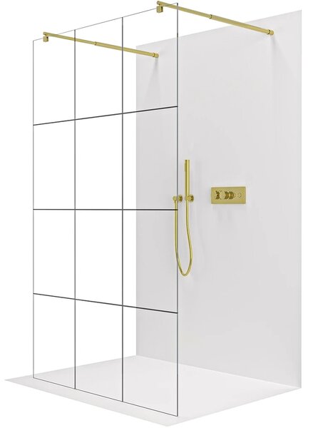 CERANO - Sprchová zástena Walk-in Onyx Duo Ľ/P - 8 mm - guľatá vzpera - zlatá, industriálne sklo - 90x200 cm