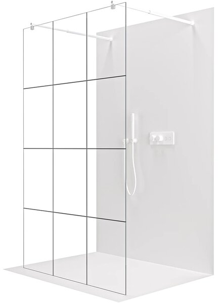 CERANO - Sprchová zástena Walk-in Onyx Duo Ľ/P - 8 mm - guľatá vzpera - biela matná, industriálne sklo - 90x200 cm
