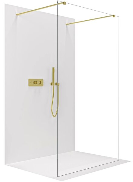 CERANO - Sprchová zástena Walk-in Onyx Duo Ľ/P - 8 mm - hranatá vzpera - zlatá, transparentné sklo - 60x200 cm