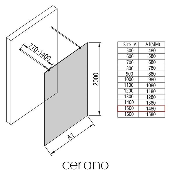 CERANO - Sprchová zástena Walk-in Onyx Duo Ľ/P - 8 mm - okrúhla vzpera - zlatá, ryhované sklo - 150x200 cm