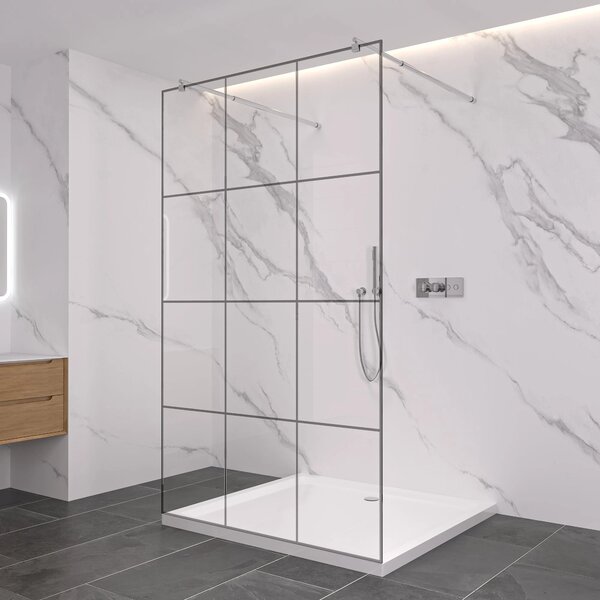 CERANO - Sprchová zástena Walk-in Onyx Duo Ľ/P - 8 mm - guľatá vzpera - chróm, industriálne sklo - 90x200 cm