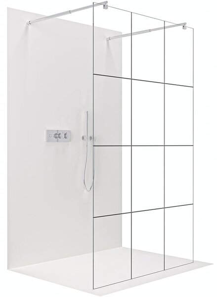 CERANO - Sprchová zástena Walk-in Onyx Duo Ľ/P - 8 mm - guľatá vzpera - chróm, industriálne sklo - 90x200 cm