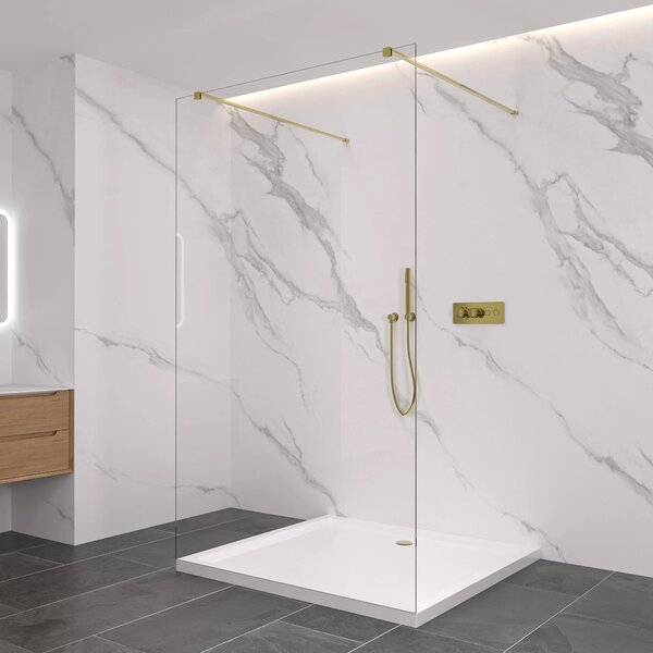 CERANO - Sprchová zástena Walk-in Onyx Duo Ľ/P - 8 mm - hranatá vzpera - zlatá, transparentné sklo - 60x200 cm