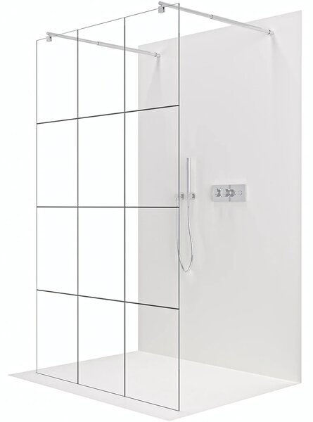 CERANO - Sprchová zástena Walk-in Onyx Duo Ľ/P - 8 mm - guľatá vzpera - chróm, industriálne sklo - 90x200 cm