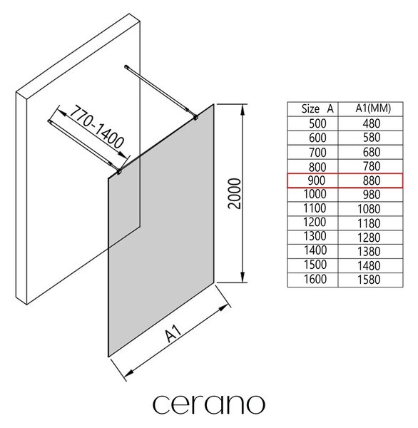 CERANO - Sprchová zástena Walk-in Onyx Duo Ľ/P - 8 mm - guľatá vzpera - chróm, grafitové sklo - 90x200 cm