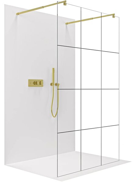 CERANO - Sprchová zástena Walk-in Onyx Duo Ľ/P - 8 mm - guľatá vzpera - zlatá, industriálne sklo - 90x200 cm
