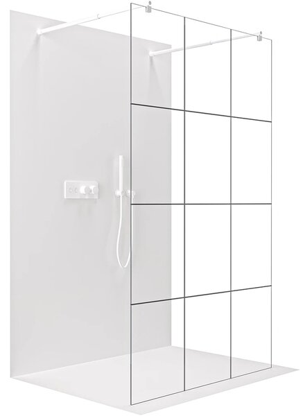 CERANO - Sprchová zástena Walk-in Onyx Duo Ľ/P - 8 mm - guľatá vzpera - biela matná, industriálne sklo - 90x200 cm