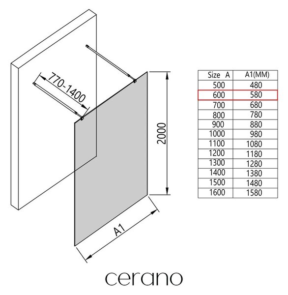 CERANO - Sprchová zástena Walk-in Onyx Duo Ľ/P - 8 mm - okrúhla vzpera - chróm, mliečne sklo - 60x200 cm