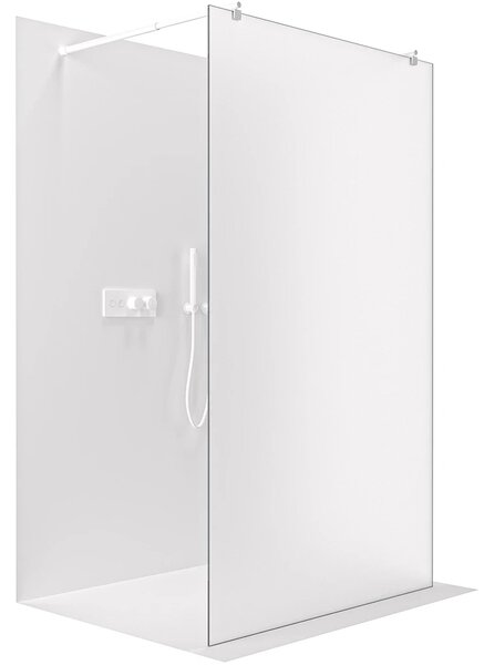 CERANO - Sprchová zástena Walk-in Onyx Duo Ľ/P - 8 mm - guľatá vzpera - biela matná, mliečne sklo - 70x200 cm