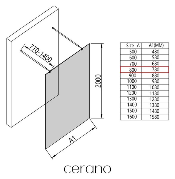 CERANO - Sprchová zástena Walk-in Onyx Duo Ľ/P - 8 mm - guľatá vzpera - čierna matná, grafitové sklo - 80x200 cm
