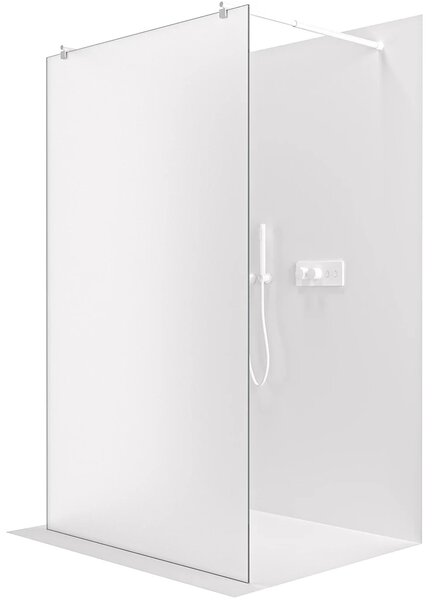 CERANO - Sprchová zástena Walk-in Onyx Duo Ľ/P - 8 mm - guľatá vzpera - biela matná, mliečne sklo - 70x200 cm