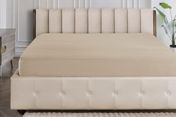 Farebné napínacie prestieradlo Klinmam Home Jersey, farba warm sand, 100x200 cm