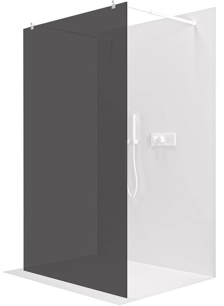 CERANO - Sprchová zástena Walk-in Onyx Duo Ľ/P - 8 mm - guľatá vzpera - biela matná, grafitové sklo - 50x200 cm
