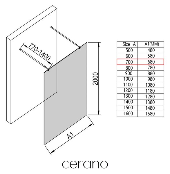 CERANO - Sprchová zástena Walk-in Onyx Duo Ľ/P - 8 mm - guľatá vzpera - biela matná, mliečne sklo - 70x200 cm