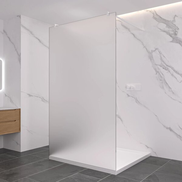 CERANO - Sprchová zástena Walk-in Onyx Duo Ľ/P - 8 mm - guľatá vzpera - biela matná, mliečne sklo - 70x200 cm