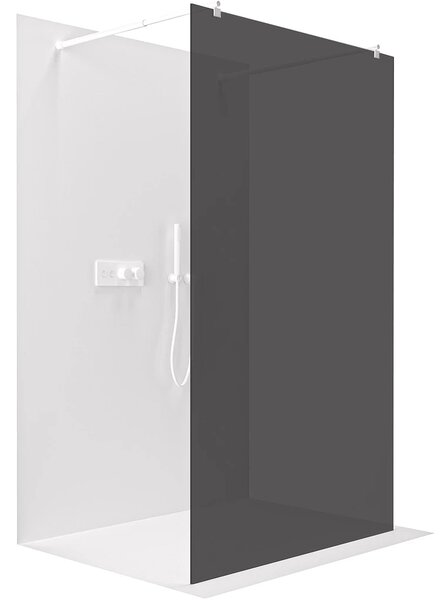 CERANO - Sprchová zástena Walk-in Onyx Duo Ľ/P - 8 mm - guľatá vzpera - biela matná, grafitové sklo - 50x200 cm