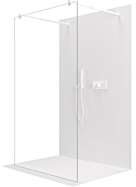 CERANO - Sprchová zástena Walk-in Onyx Duo Ľ/P - 8 mm - guľatá vzpera - biela matná, transparentné sklo - 50x200 cm