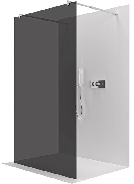 CERANO - Sprchová zástena Walk-in Onyx Duo Ľ/P - 8 mm - guľatá vzpera - chróm, grafitové sklo - 90x200 cm