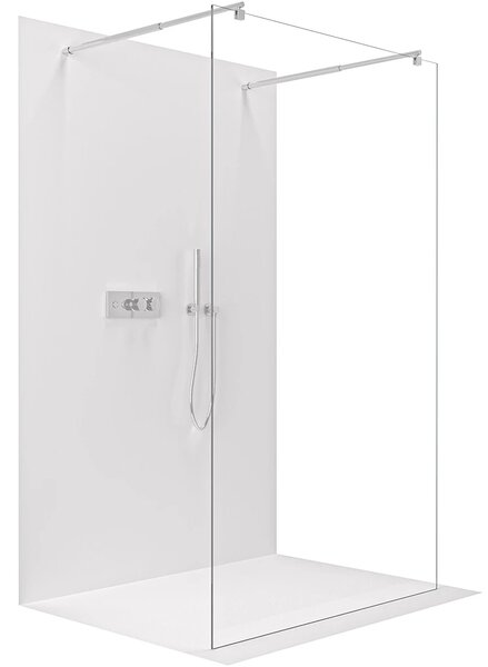 CERANO - Sprchová zástena Walk-in Onyx Duo Ľ/P - 8 mm - guľatá vzpera - chróm, transparentné sklo - 80x200 cm