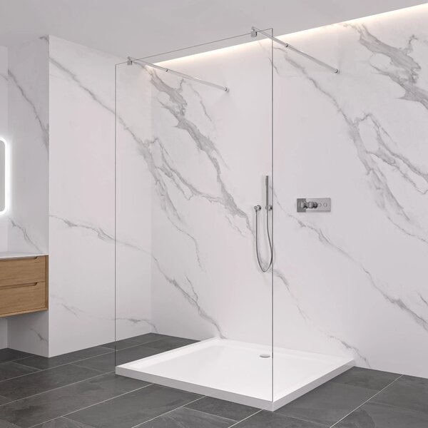 CERANO - Sprchová zástena Walk-in Onyx Duo Ľ/P - 8 mm - guľatá vzpera - chróm, transparentné sklo - 80x200 cm