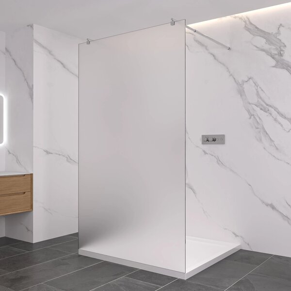 CERANO - Sprchová zástena Walk-in Onyx Duo Ľ/P - 8 mm - guľatá vzpera - chróm, mliečne sklo - 50x200 cm