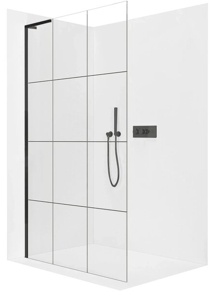 CERANO - Sprchová zástena Walk-in Onyx L-ľavá vzpera - 8 mm - čierna matná, industriálne sklo - 90x200 cm
