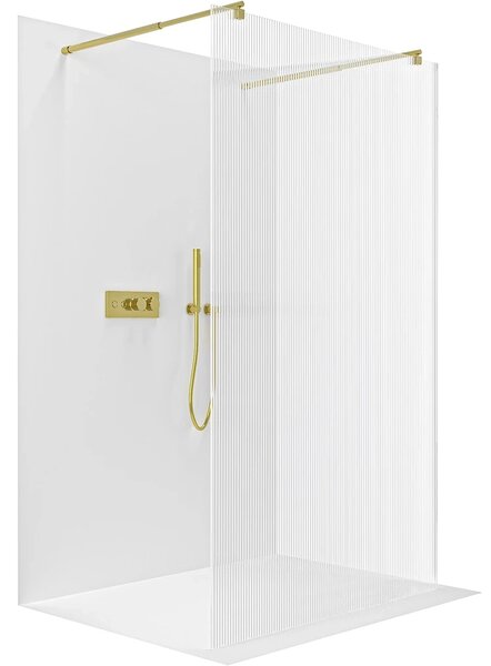 CERANO - Sprchová zástena Walk-in Onyx Duo Ľ/P - 8 mm - guľatá vzpera - zlatá, ryhované sklo - 50x200 cm