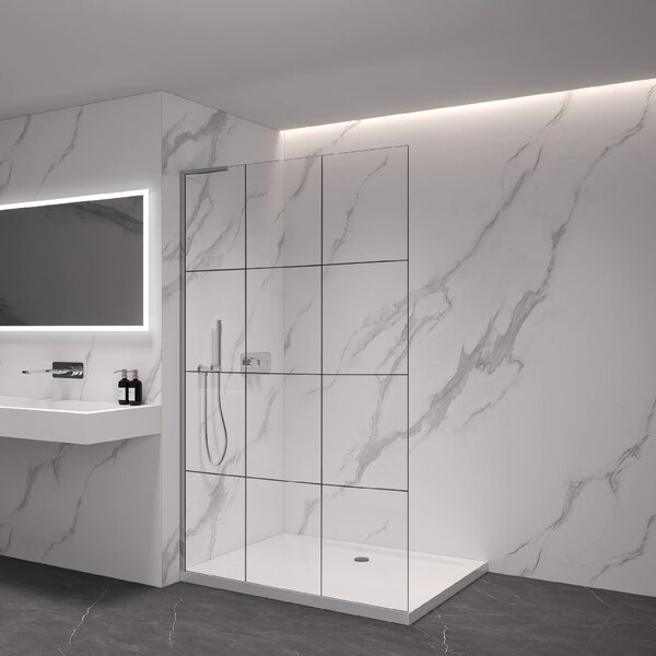 CERANO - Sprchová zástena Walk-in Onyx L-ľavá vzpera - 8 mm - chróm, industriálne sklo - 90x200 cm