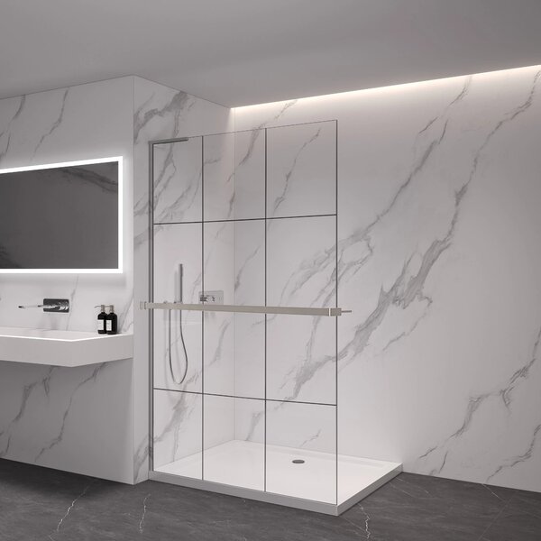 CERANO - Sprchová zástena Walk-in Onyx L-ľavá vzpera - 8 mm + polička / držiak na uteráky - chróm, industriálne sklo - 90x200 cm