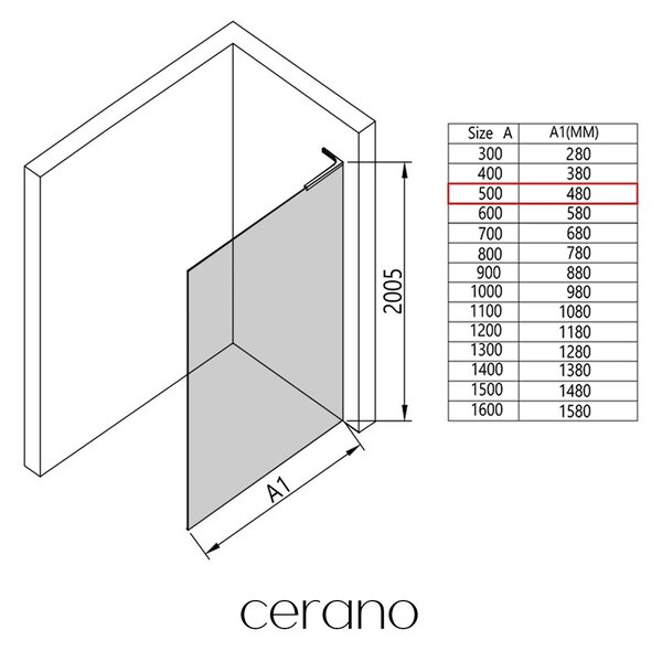 CERANO - Sprchová zástena Walk-in Onyx L-pravá vzpera - 8 mm - chróm, ryhované sklo - 50x200 cm